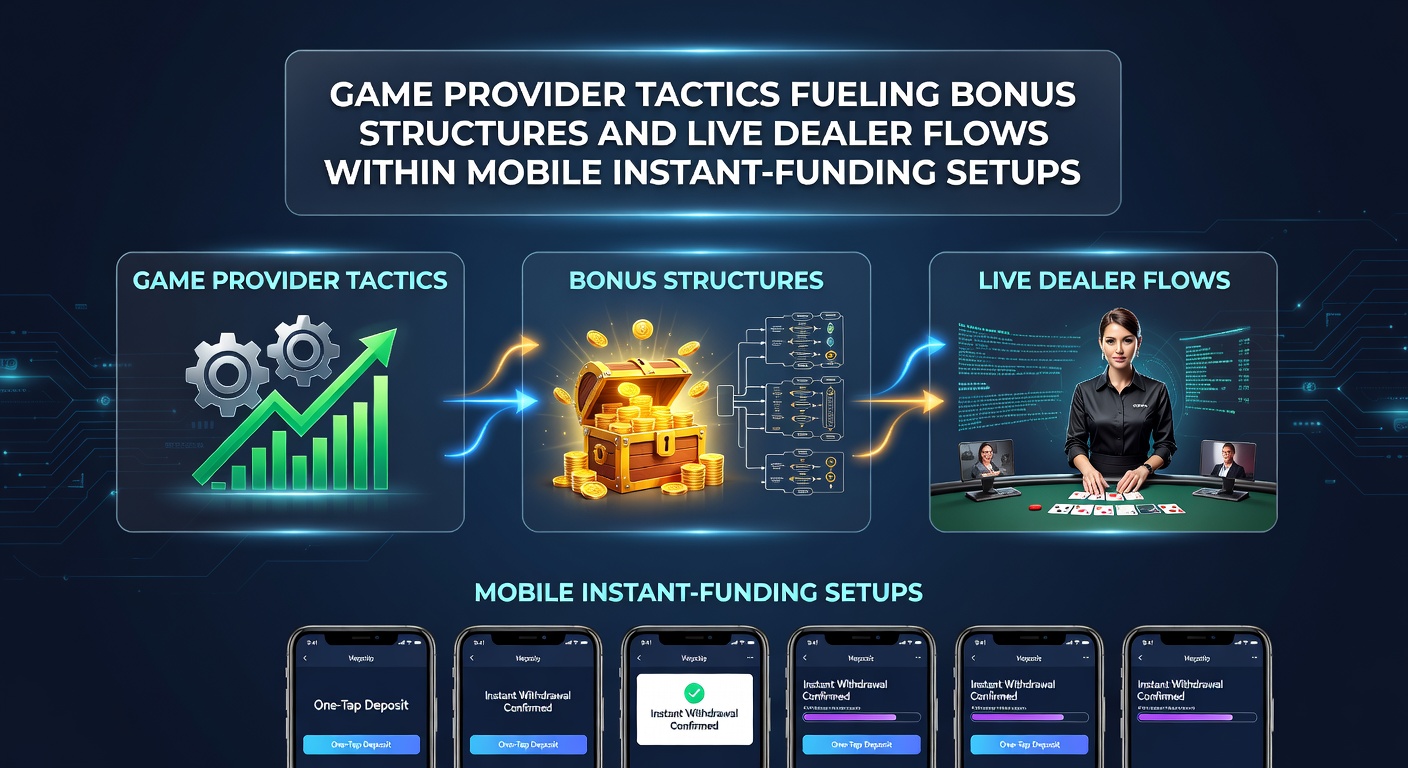 Illustration of mobile casino interface showing integrated bonus structures and live dealer options in instant funding setups