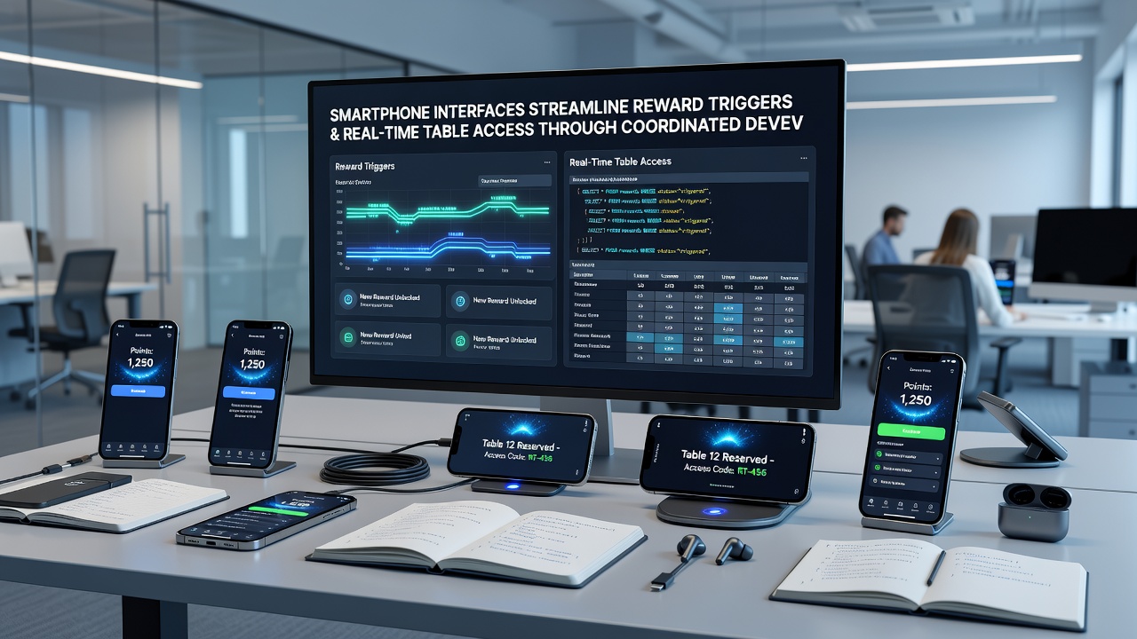 Developer coordination dashboard illustrating real-time connections between mobile interfaces and live gaming tables