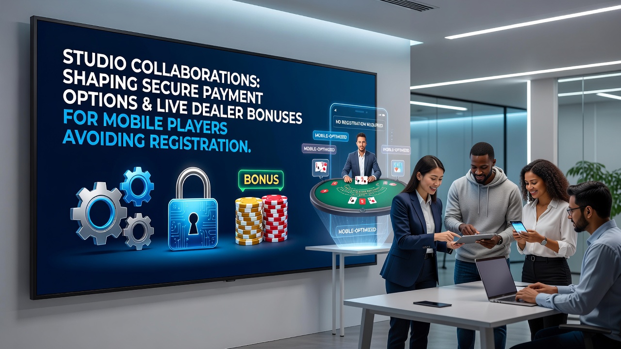 Gaming studio teams reviewing secure payment integrations and live dealer bonus frameworks for mobile platforms